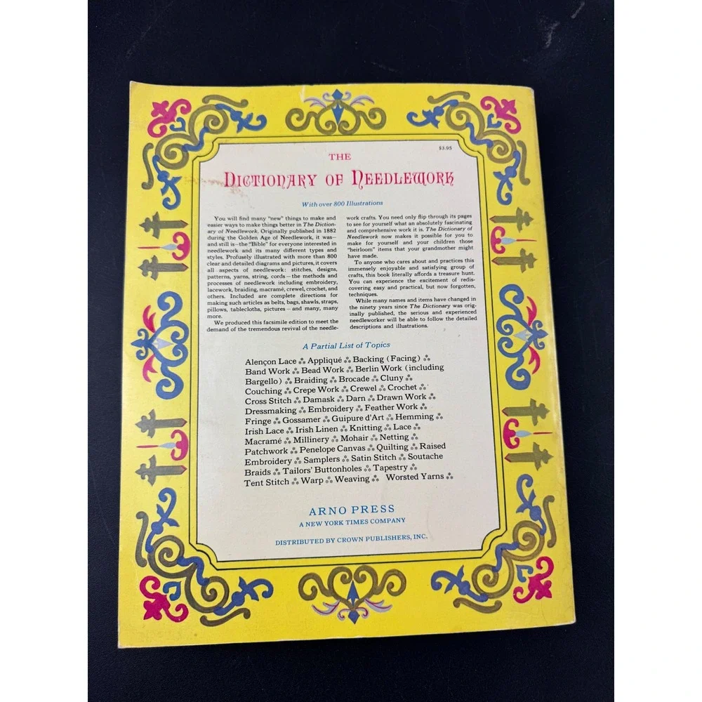 The Dictionary of Needlework Caulfeild Saward 1972 Facsimile 1882‎ Edition Book